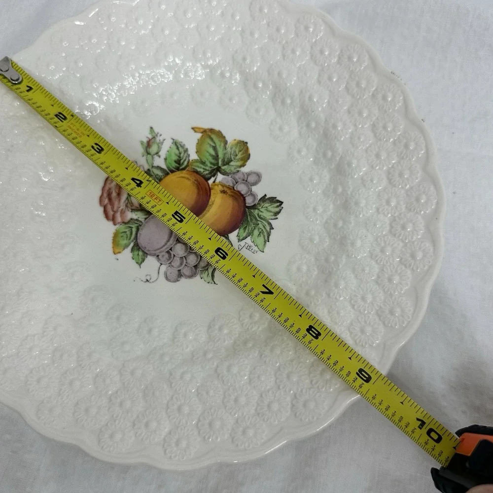 Set/2 Copeland Spode Alden J Price Embossed Daisy Border Fruit Flower #12 Plates